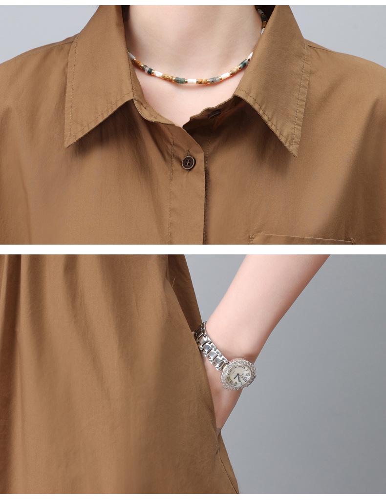 Modisches Damen Sommer 2025 Schlank machendes Hemdkleid aus reiner Baumwolle für Mütter mittleren Alters