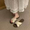 Flat bottom cross with slippers women's summer wear 2025 new French retro vacation seaside beach sandals