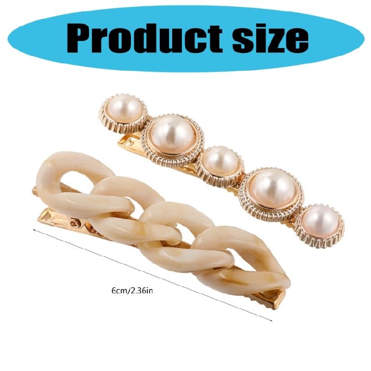 Elegant Chain Barrettes Delicate Pearls Hair Clip for Women Girls Fashionable Hair Ornament Sweet Hairpin
