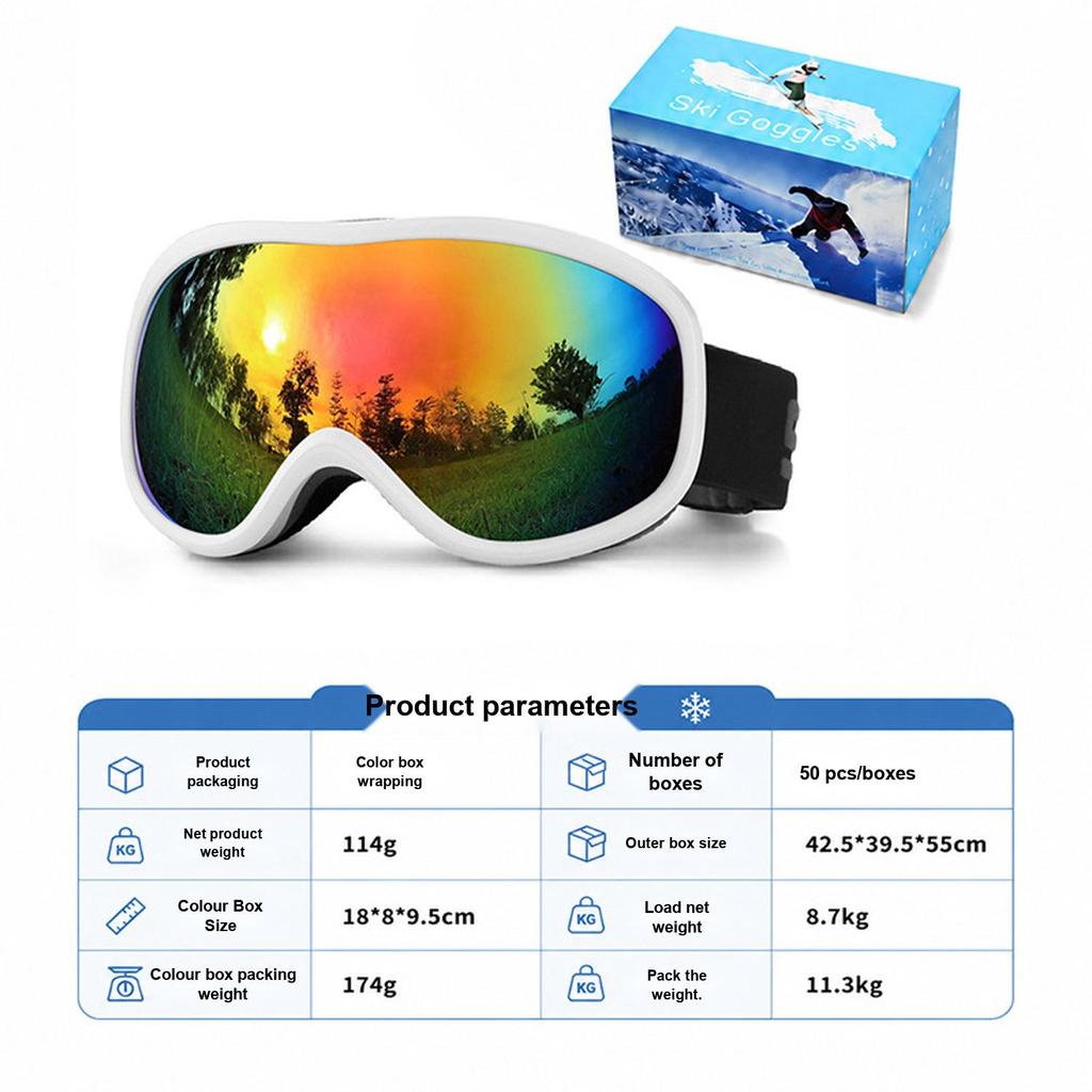 Ski Goggles for Men Women, Double Lens Anti-Fog Snowboard Goggles, UV Protection Winter Snow Sports Eyewear
