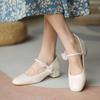 Fashion 2024 High Heels Women Pumps Sexy Nightclub Wedding Casual Shoes Round Toe Parties Dress Slip-on Summer Flock Shallow Square Heel