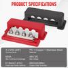 Car Distribution Block Bus Bar Terminal Block Stud Brass Contact Plates M10 3/8" 12-48V 600A DC For Boat Camper RV Accessories