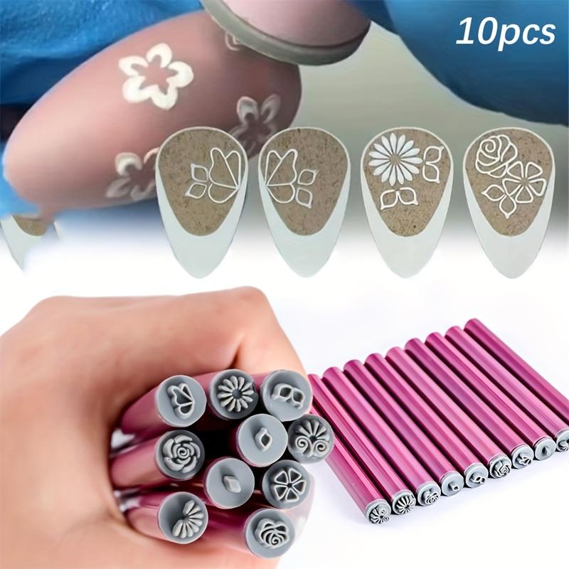 10pcs/set Nail Stamp Pen Set - Flower and Pattern Stamp Set with Dot Tool Fragrance Free Ladies Nail Design Accessories