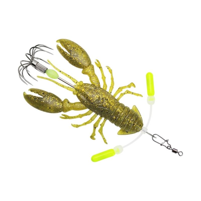 Soft Crustacean Fishing Tackle with Bright Body, Slow Sink and Umbrella-Style Hook Cluster for Retrieval Fishing Use