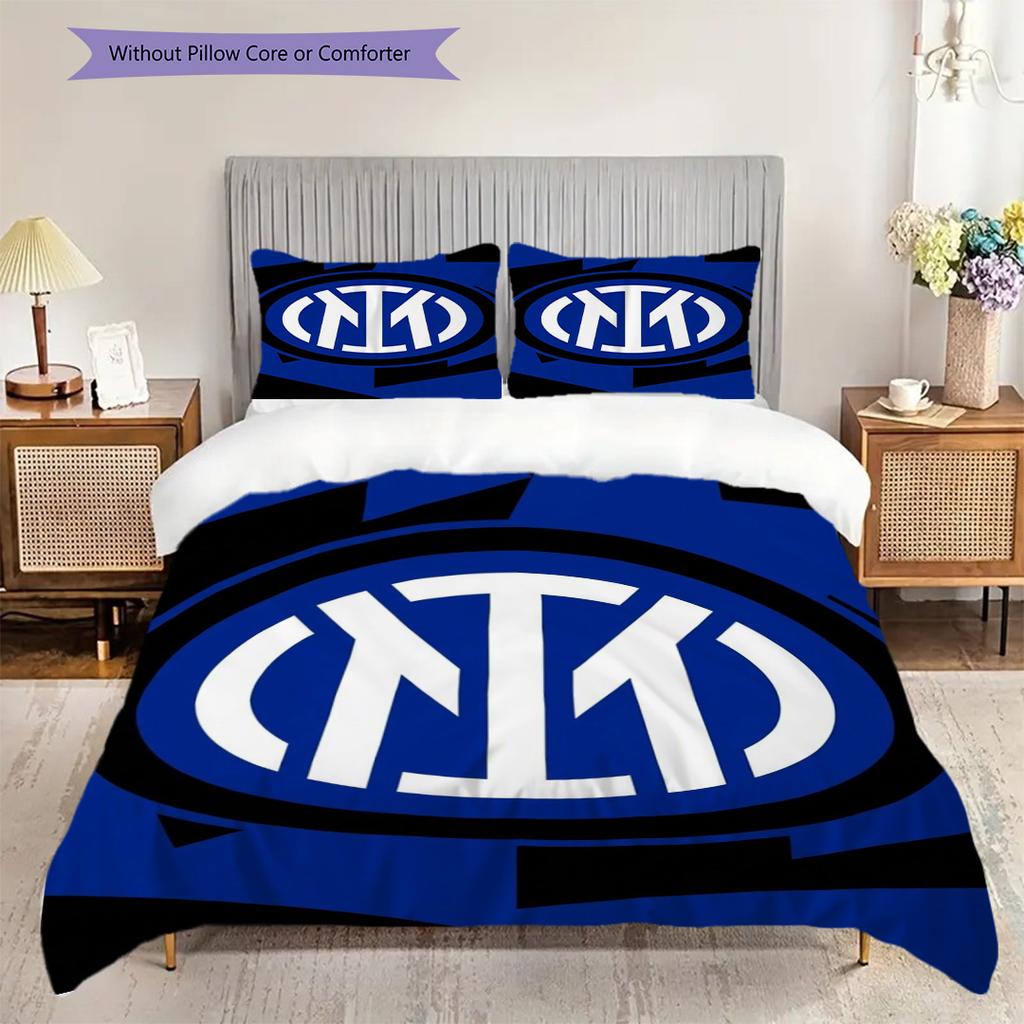 Set tre pezzi Design Emblema Inter (1 * copripiumino + 2 * federa, senza nucleo) Regalo di compleanno di Natale Copripiumino e federa