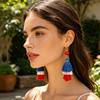 Earrings Multi-layered Fringe Earrings Creative Red, White, and Blue Flag-Colored Pendant Earrings 4th of July Independence Day Gift for Women