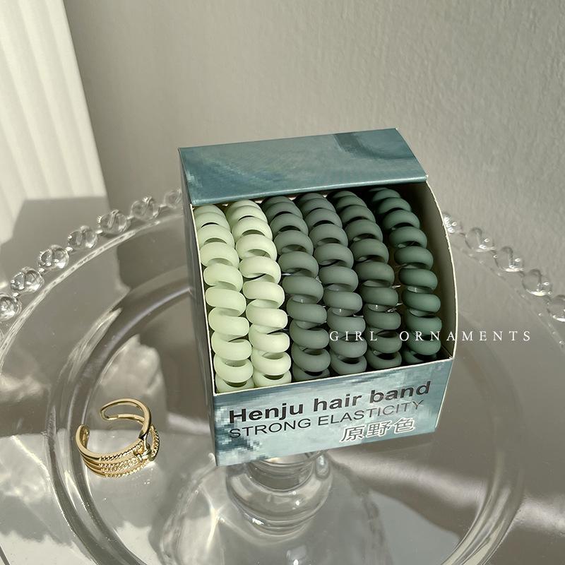 

Коробка из 6 разноцветных бесшовных резинок для волос высокой эластичности - Прочные, в стиле телефонного шнура для легкой укладки