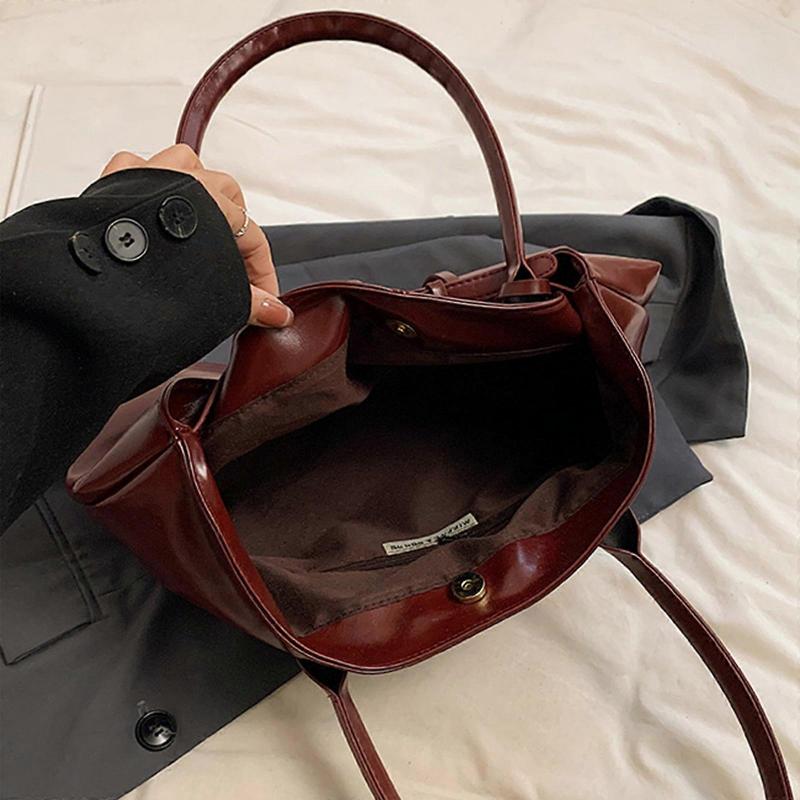 Women Bag Large Capacity Shoulder Bag Top Handle Bag PU Leather Armpit Bag Commuting Bag Underarm Bag for Work Travel  Red