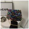 Black And White Sparkly Underarm Bag Women 2024 New Spring Nightclub Chain Small Square Bag Street Fashion