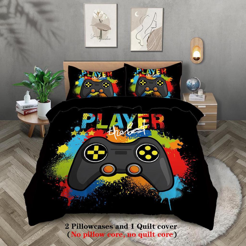 Benutzerdefiniertes grenzüberschreitendes dreiteiliges Set: Personalisierte Bettwäsche mit Bettbezug und Kissenbezug im Digitaldruck