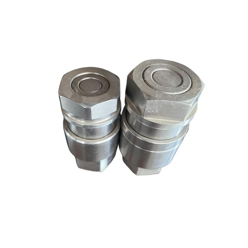 NAIWO Hydraulic Non-spill Flat Face Qrc 1/2" NPT Push to Connect Quick Release Flush Face Coupler Sets (Stainless)