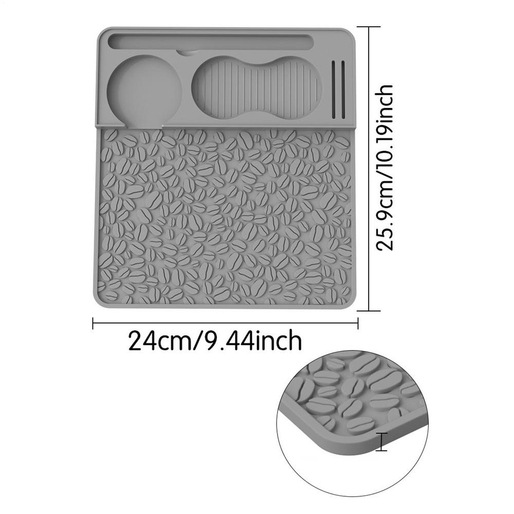 

Coffee Press Tamping Mat Silicone Anti Slip Raised Mat Anti Overflow Edge Multifunctional Storage Groove Coffee Tamping Mat сірий колір