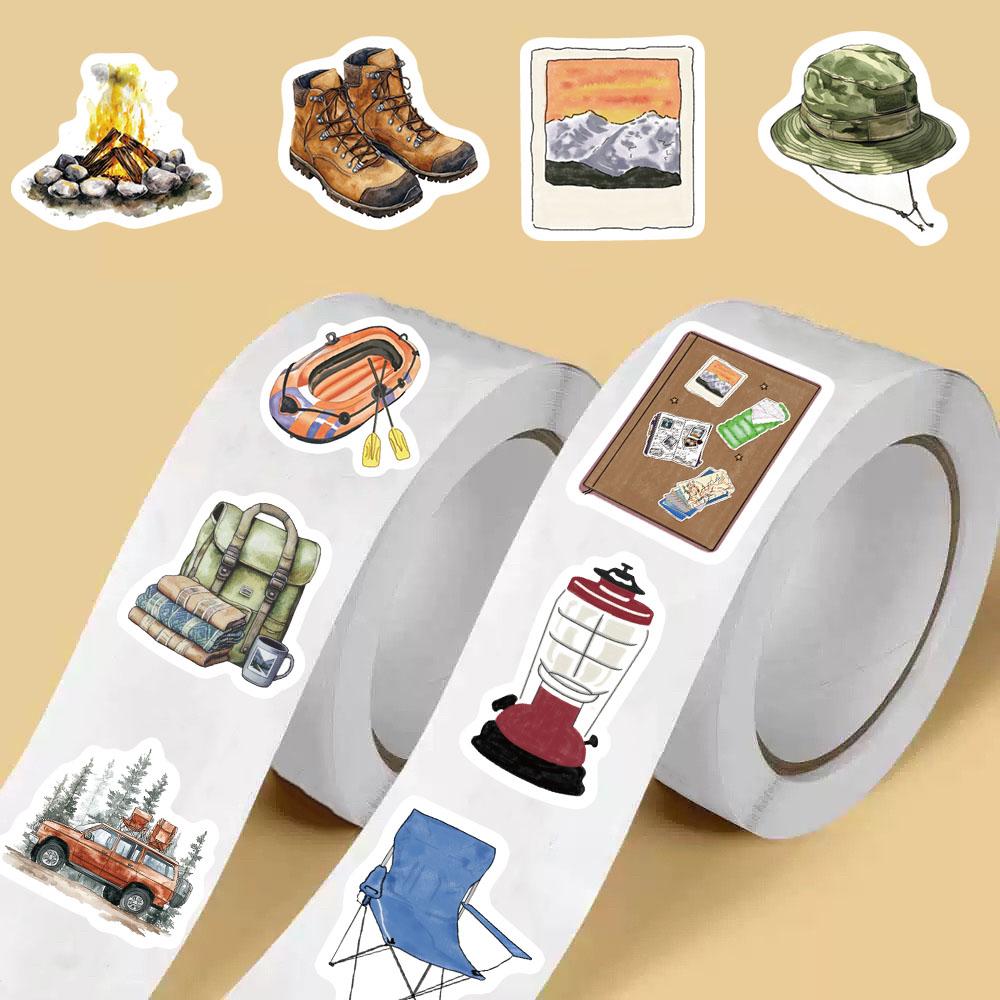 500PCS Happer Camper Roll Stickers Nostalgia Skateboard Colorful Sealing Decoration Personalized Art Landscape Harajuku Sticker