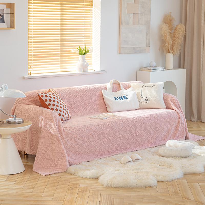 Warm yarn Sofa Towel Thicken Velvet Casual Sectional Sofa Cover Comfortable Sofa Blanket for Pets Anti-slip Protection Solid