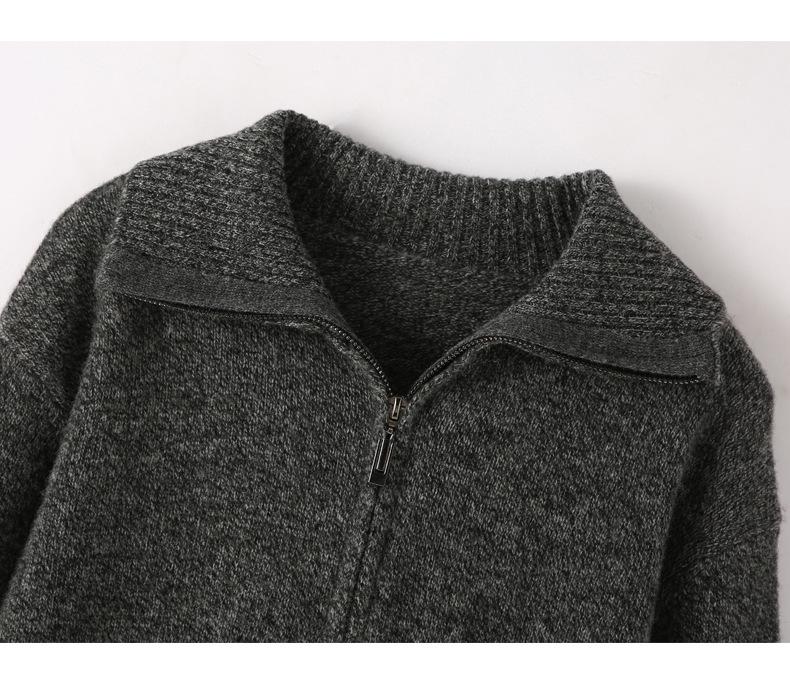 Women's Heavyweight 100% Wool High-Neck Half-Zip Sweater