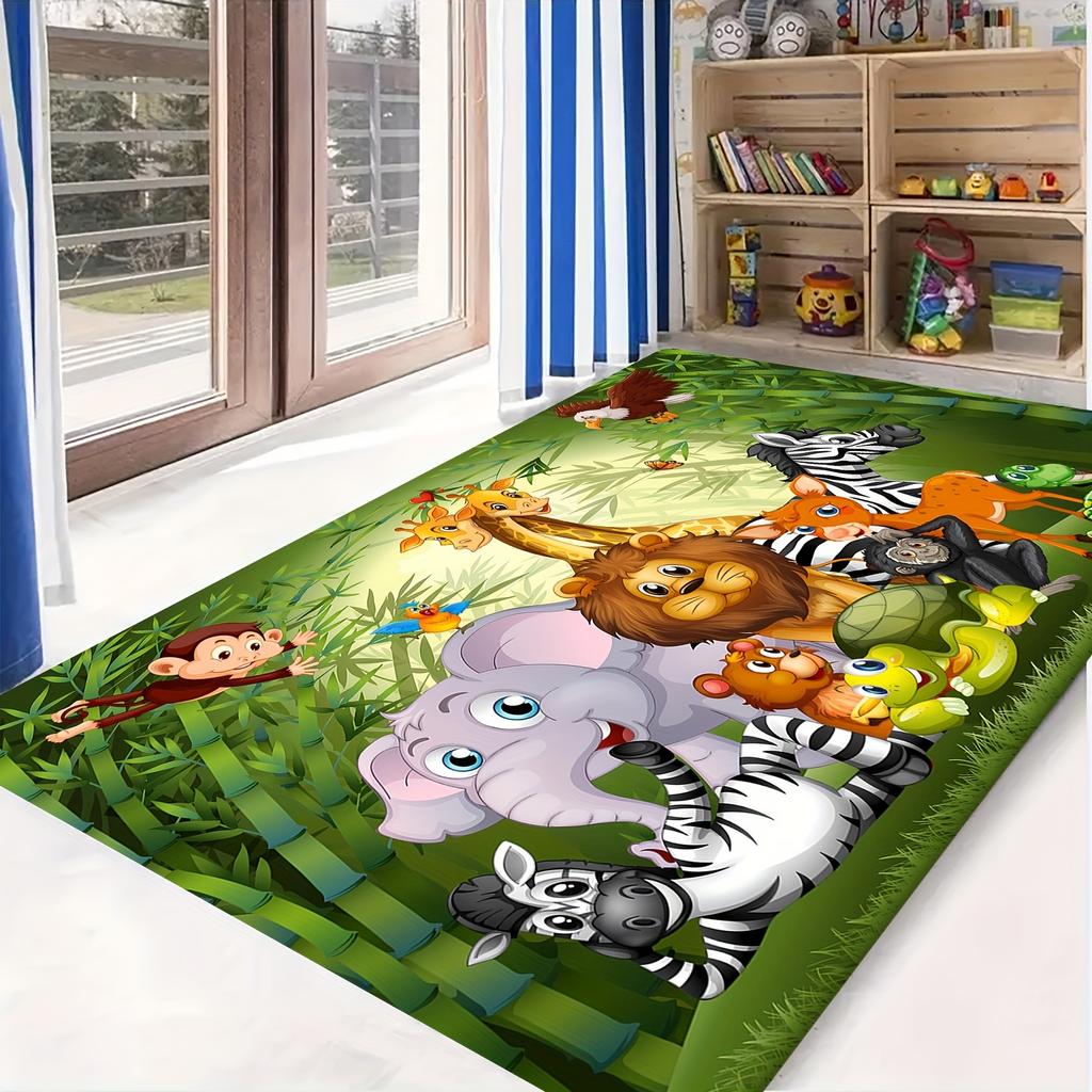 VIKAMA Cartoon Animated Carpet Green Eye Protecting Mat Soft Non Slip Children's Play Mat Doormat Bedroom Living Room Home Decor