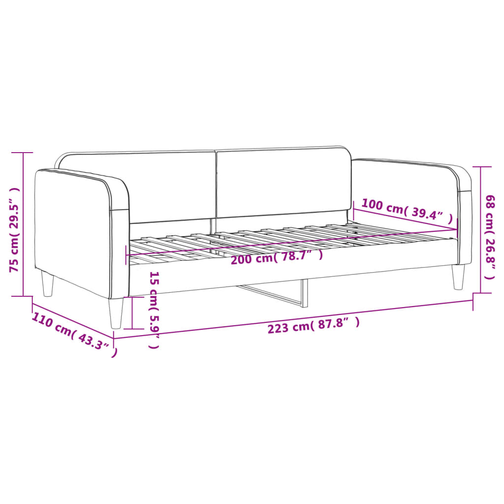 Vidaxl Sofa With Sleeping Function, Dark Gray, 100X200 Cm, Upholstered In Fabric