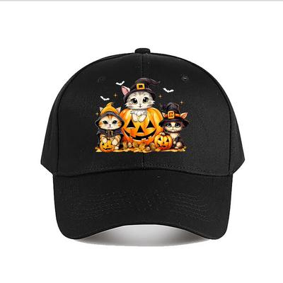Cute Halloween Cat Pumpkin Witch Hat Decor Baseball Cap Fashion Unisex Sunhat Womens Outdoor Sports