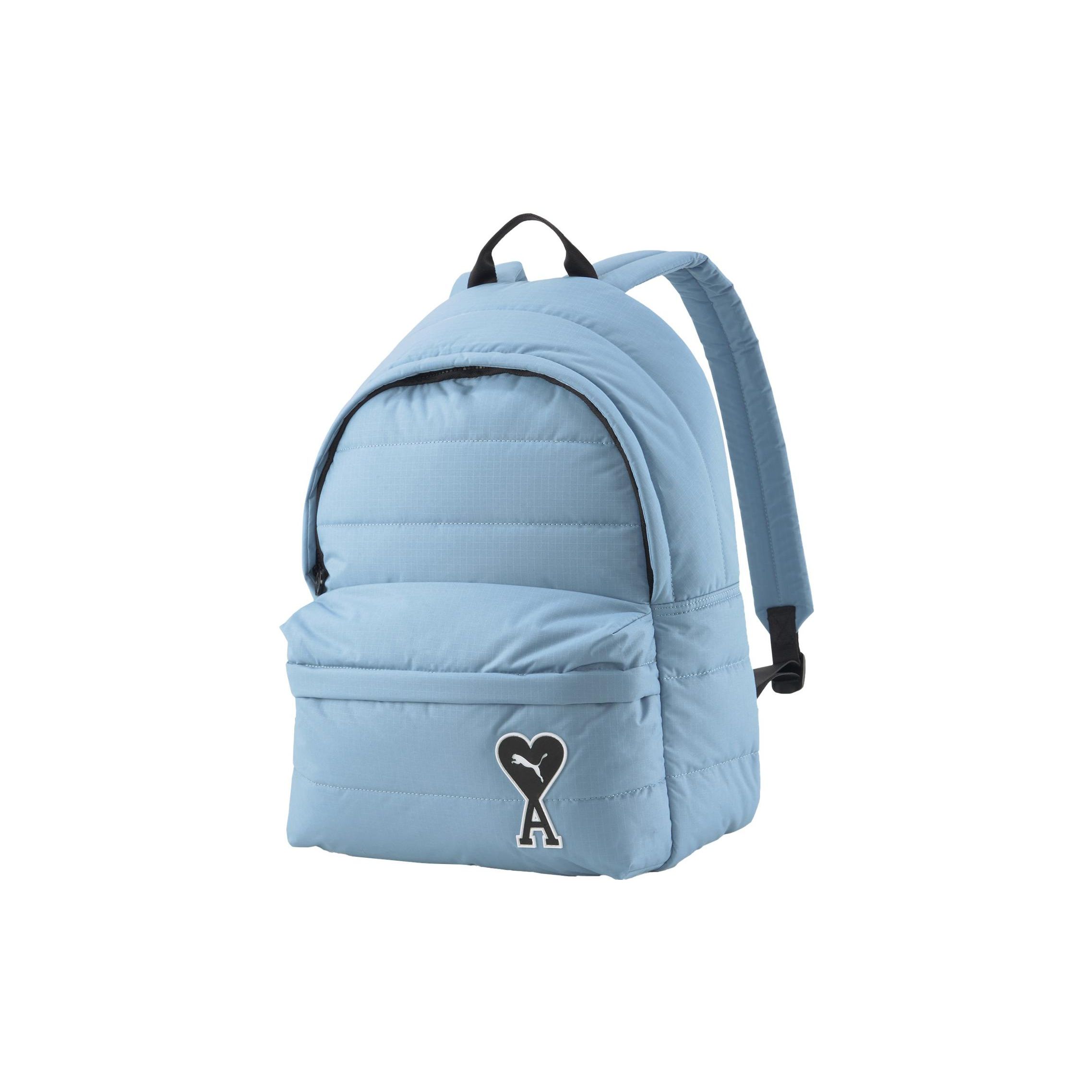 Puma X Ami Collaboration Casual Fashion Zipper Fabric Backpack Unisex Backpacks Blue 079246-01 Blue