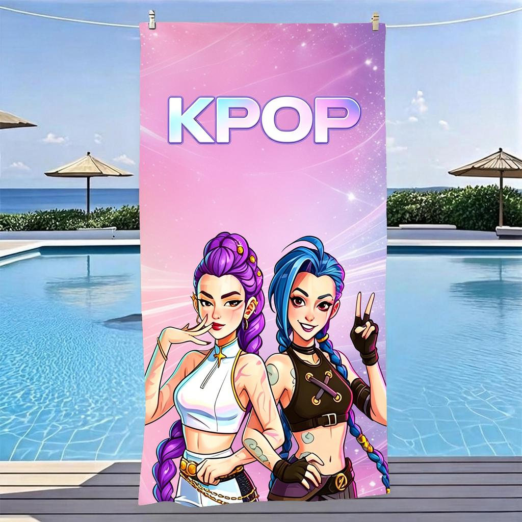 1pc Chibi Kpop Girls Beach Towel Microfiber Quick Dry Bath Towel for Fans Swimming Outdoor Bathroom Accessories