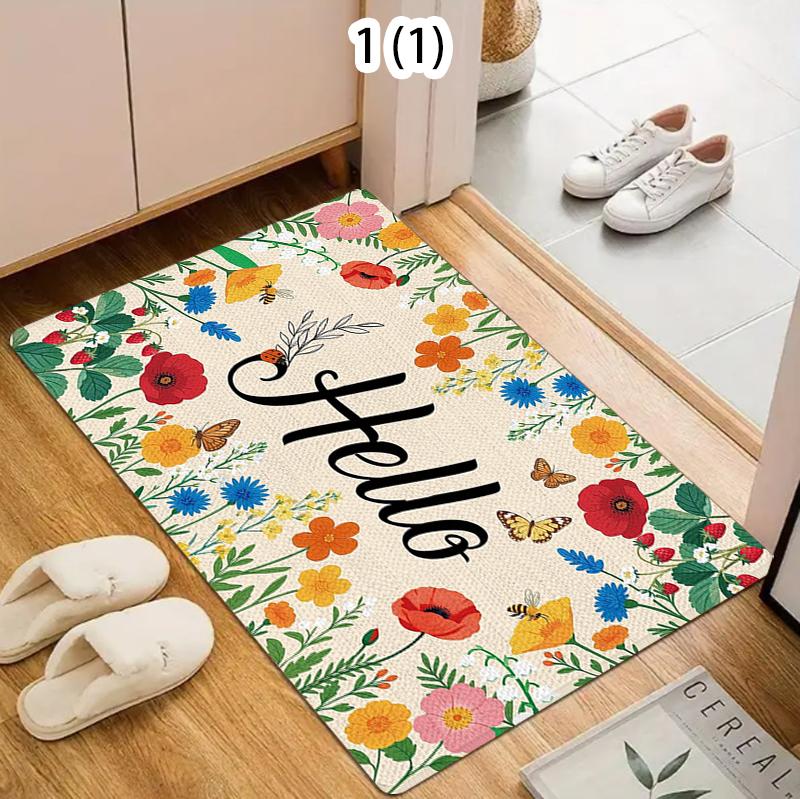Flowers Welcome Hello Carpet Sunflower Rainbow Indoor Entrance Mat Living Room Kitchen Bedroom Decoration Door Mat 40cm x 60cm