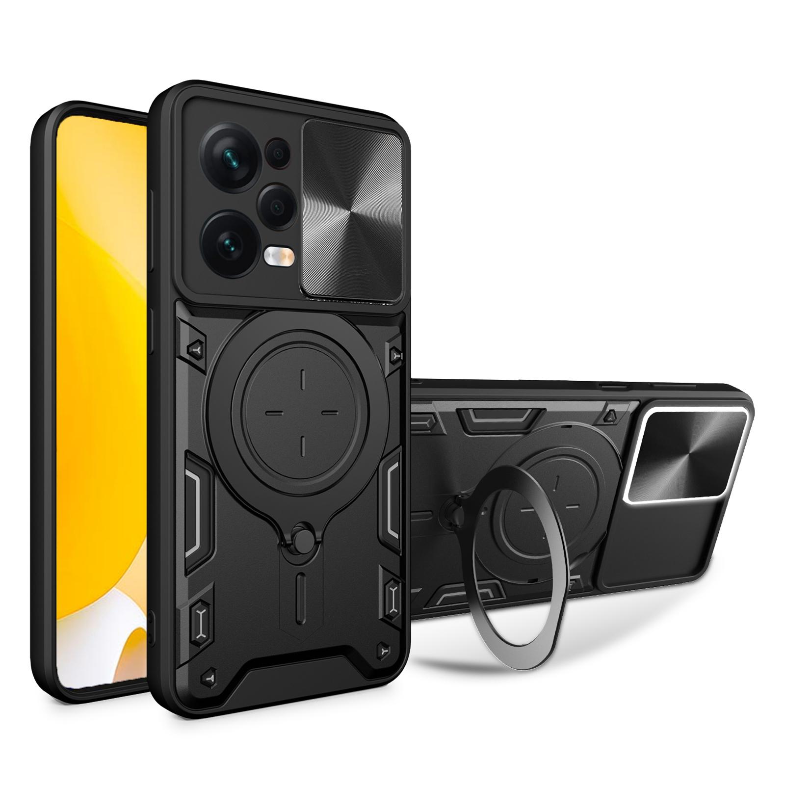 

Защитный чехол для Xiaomi Redmi Note 12 Pro 5G/Note 12 Pro Speed 5G/Poco X5 Pro 5G, Сдвижная крышка камеры ПК+ТПУ Подставка Чехол для телефона Black