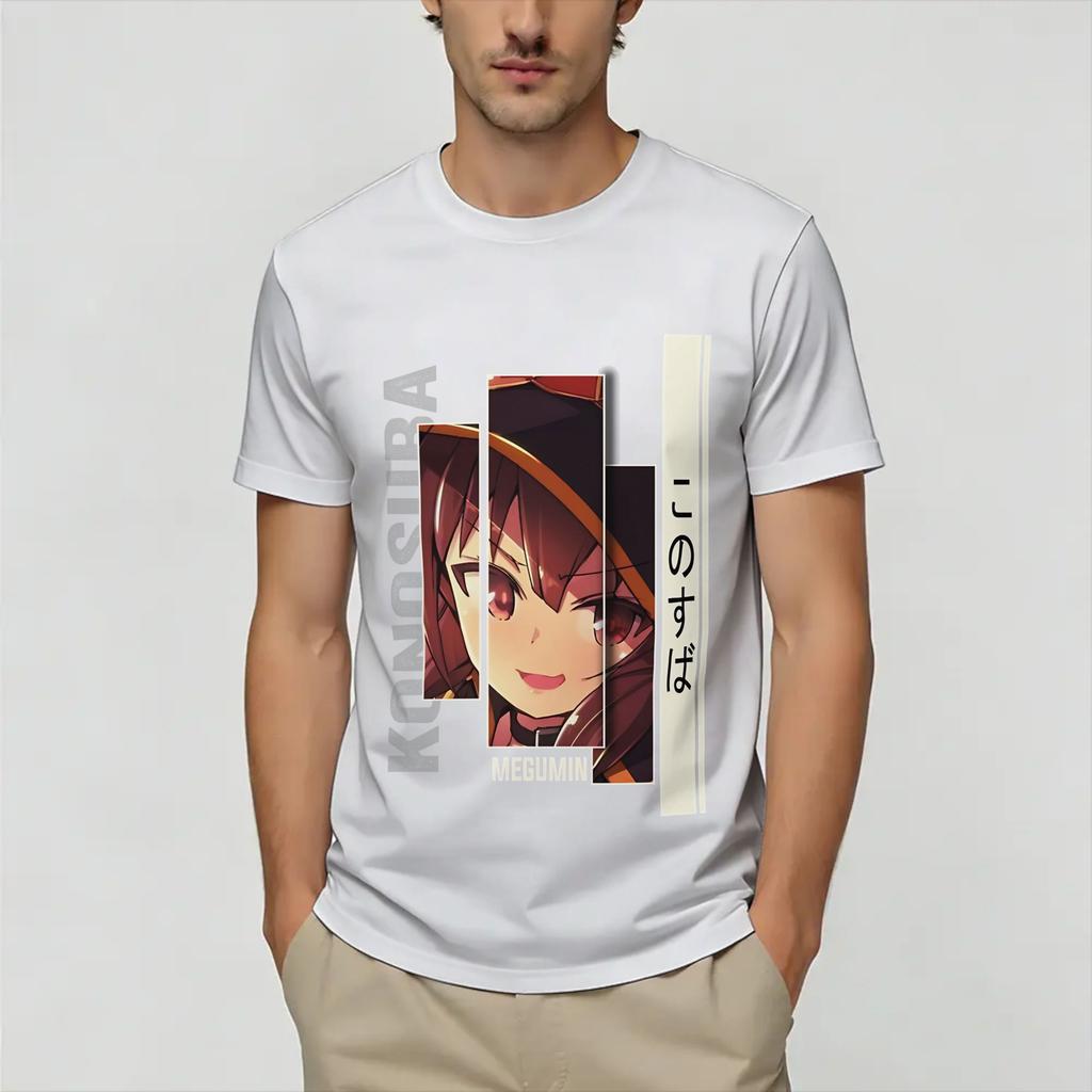 Megumin KonoSuba T Shirt for Unisex Pure Cotton Funny TShirts Crewneck Tees Short Sleeve Tops Gift Idea