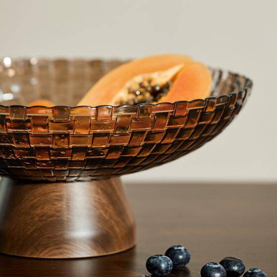 Plastic Fruit Bowl Large Modern Textured Fruit Holder Stand with Removable Pedestal Decorative Vegetable Basket for Kitchen Counter Dining Table