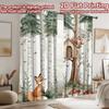 2D flat Photography Backdrop Photography Backdrop Foxes in Birch Forest 100% Polyester Party Decorations for Holiday parties