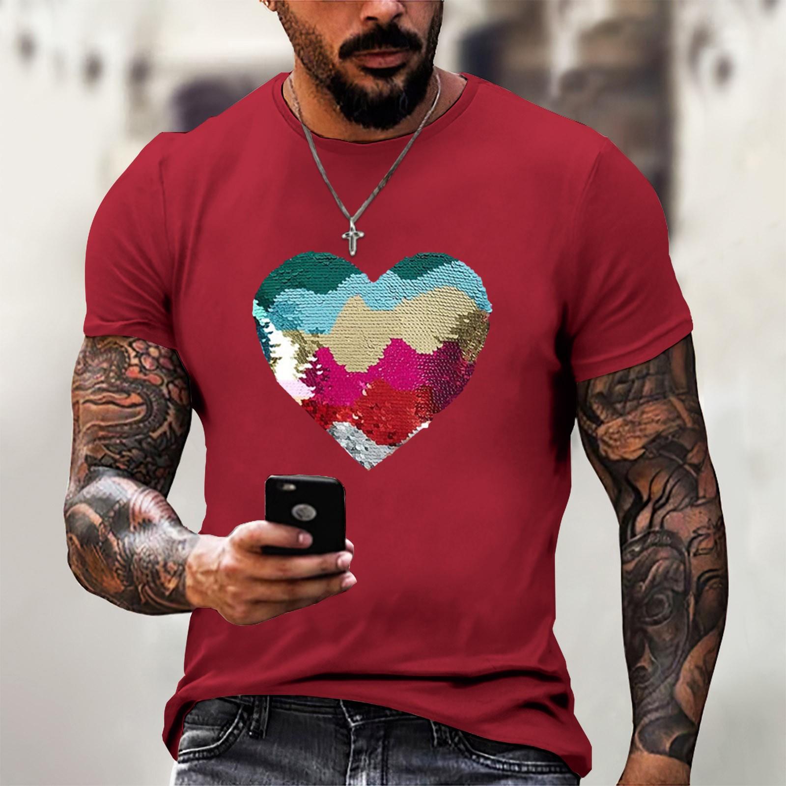 

Летняя мужская популярная футболка с круглым вырезом и коротким рукавом с принтом M красный