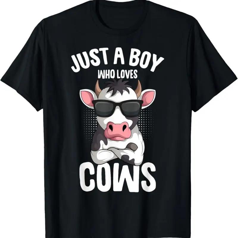 Just A Boy Who Loves Cows Farmer Kids Cow Toddler Boys T Shirt