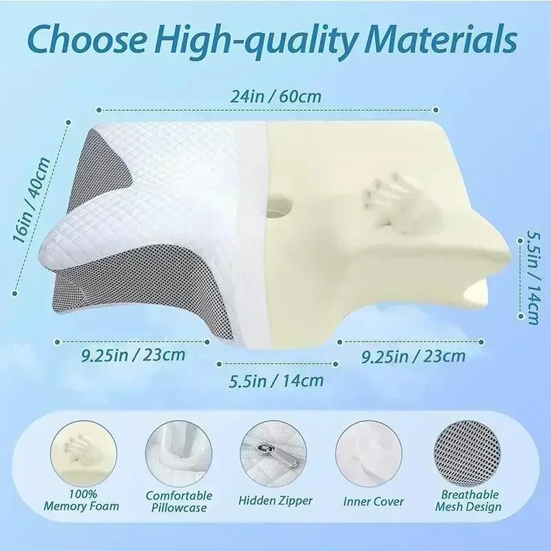 Sleep Memory Neck Pillow Butterfly Slow Rebound Comfortable Memory Foam Sleep Pillow Cervical Orthopedic Neck Massager Pillow