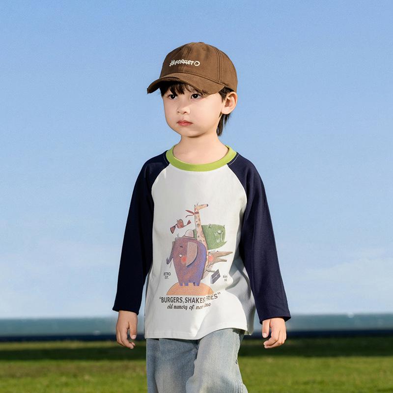 

Футболка с рисунком из мультфильма «Навсикая» 2025 года, детская, весенняя, с рисунком «реглан», корейский стиль, контрастный цвет, унисекс 110 cm грязно-белый