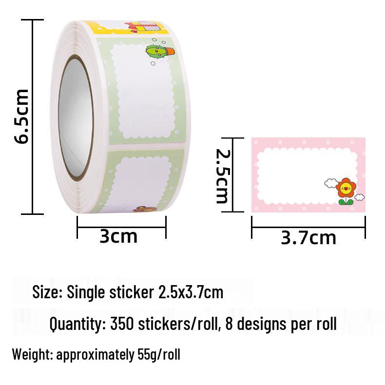 350 Cartoon-Namensaufkleber für Kinder – Selbstklebend für die Schule