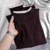Women's French Lace Trim Plush Long-Sleeve T-shirt: Stylish, Slimming Base Layer for Autumn/Winter