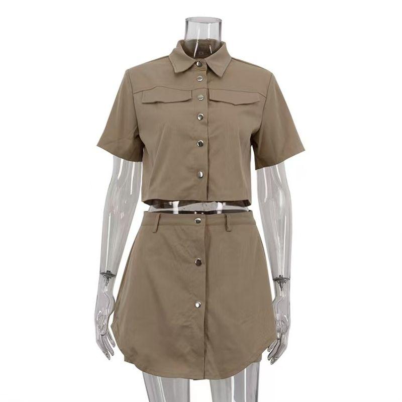 

Модный ветер Модный кардиган Топ Двухслойный Стильный костюм-шорты Топ и юбка Брючный комплект Khaki L