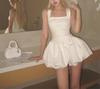 Women's White Summer Sling Dress: Slimming Waist & Puffy Skirt