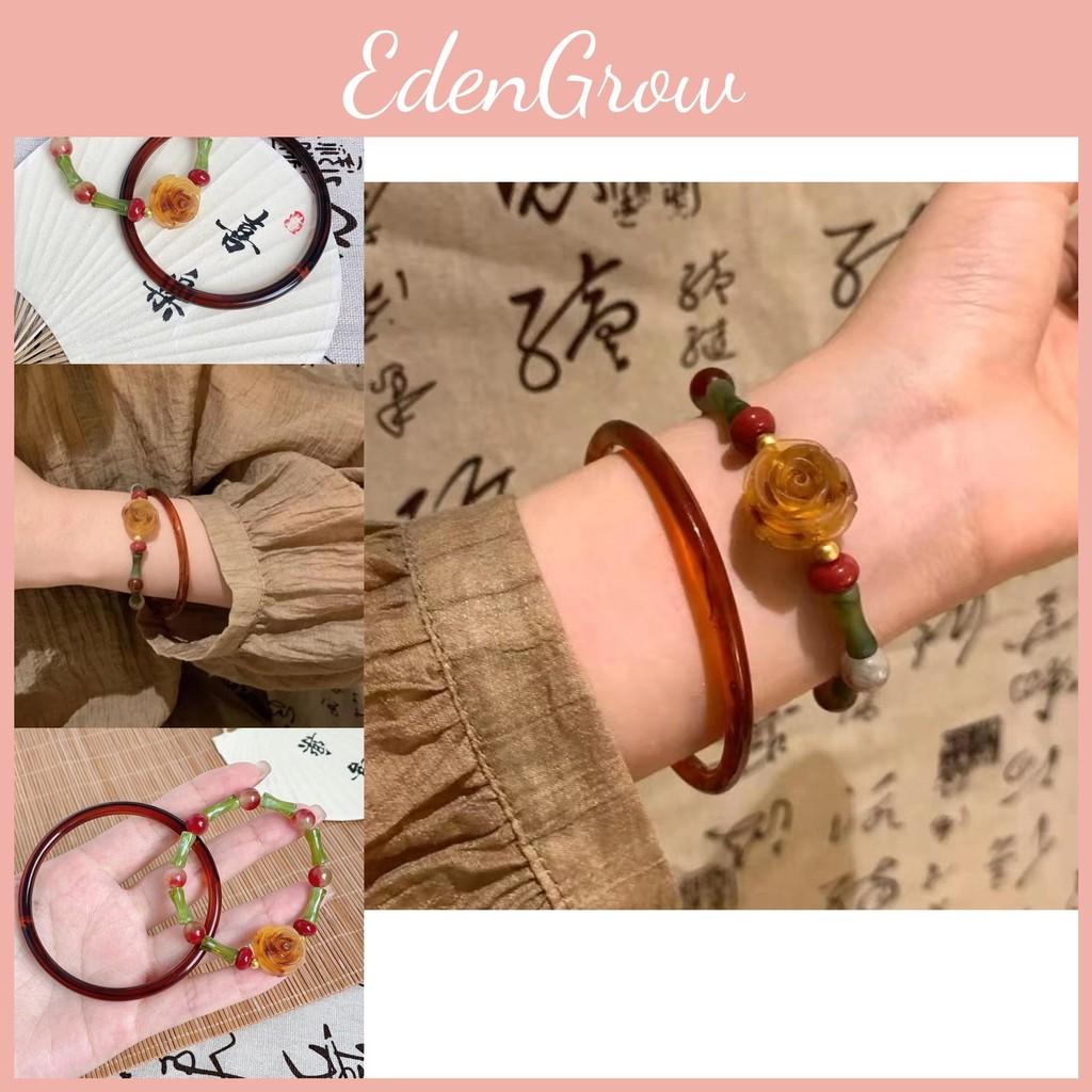 Luxurious Style Retro Handmade Bamboo Beaded Bracelet For Women Classic Chic Jewelry Resin