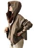 MRLuse Hooded Short Trench Coat with Double and Lightweight Windproof Trench Coat for Spring and Available In Oversized Lightweight and This and