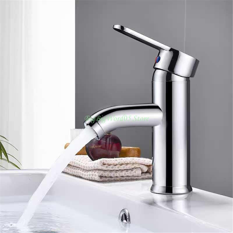 24TE Single Hole Sink Faucet Bathroom Modern Cold/Hot Water Basin Tap Easy to Use