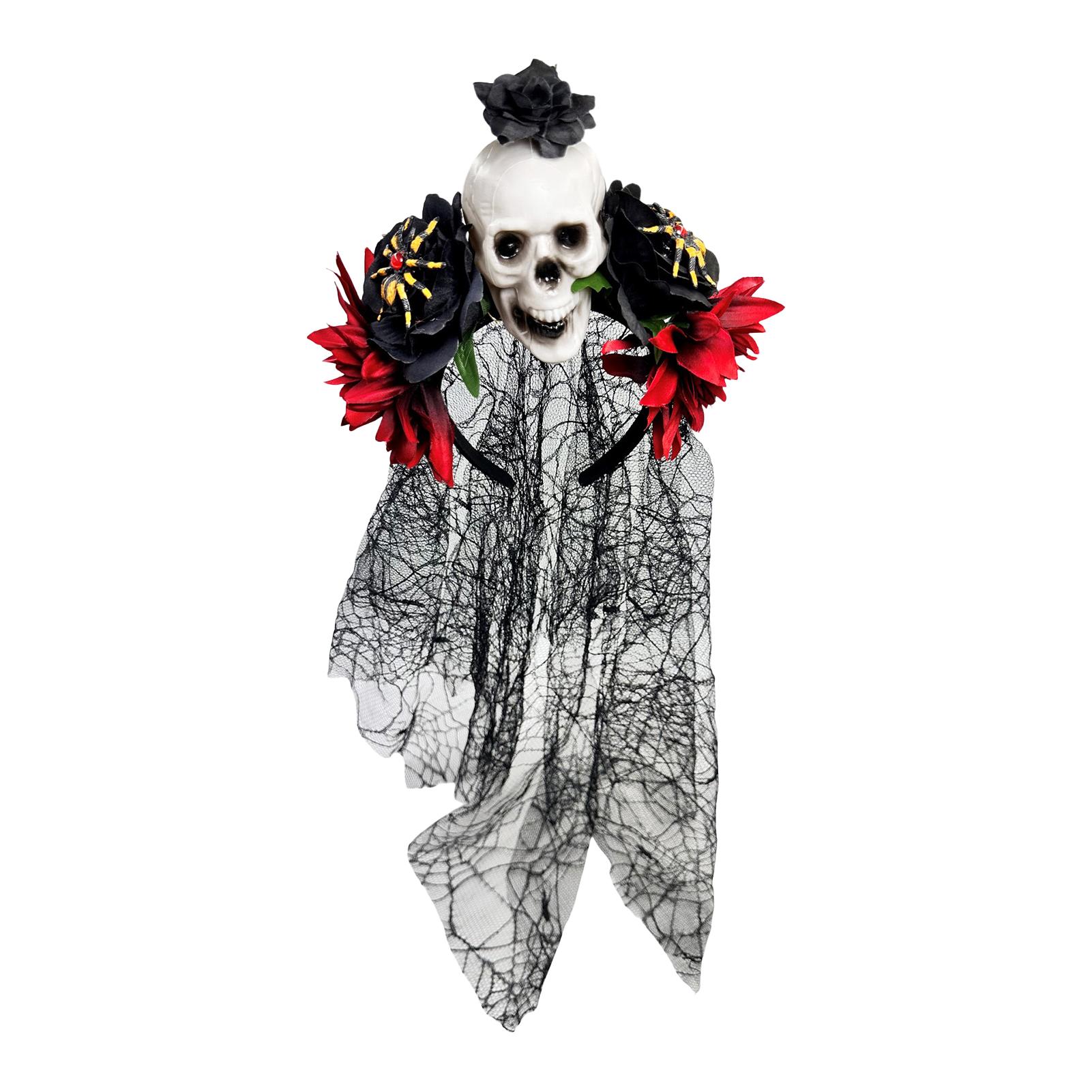 

2025 Хэллоуин Украшение Повязка на голову Для мужчин и женщин Креативная Череп Цветок Марля Паутина Повязка на голову Готический стиль Аксессуары для волос