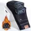 Men's Thick Velvet-Lined Stretch Denim Jeans, Loose Fit, Straight Leg, 2023 New Style, Autumn/Winter Warmth.