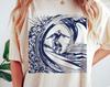 T-shirt Grafica Jesus Surfing Comfort Colors, Maglietta Cristiana Divertente
