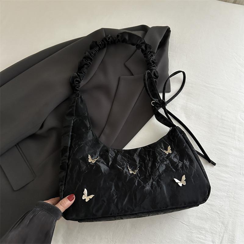 

Elegant Black White And Silver Crescent Bag With Beautiful Bow For Everyday Style