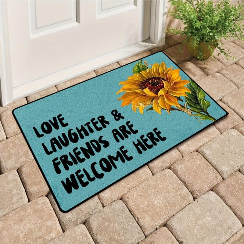 Welcome Entryway Carpet Mat - Decorative Pattern Heart Floral Elf Sunflower Festive Daily Decorative Home Decoration Rug