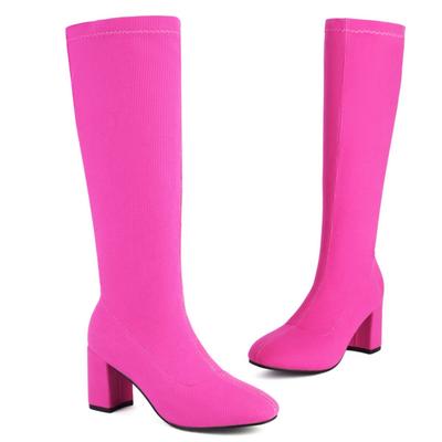 Módní Elegantní Kozačky po Koleno Dámské Boty Podzim Zima Dámské Ponožkové Kozačky nad Koleno Stříbrné Růžové Zelené Dlouhé Boty Dámské Velká Velikost 45