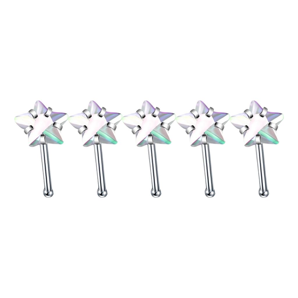 5Pcs Sturdy Alloy Nose Piercing Jewelry Set L Shape Studs and Hoops With CZ Designs Accessory for Stylish Look