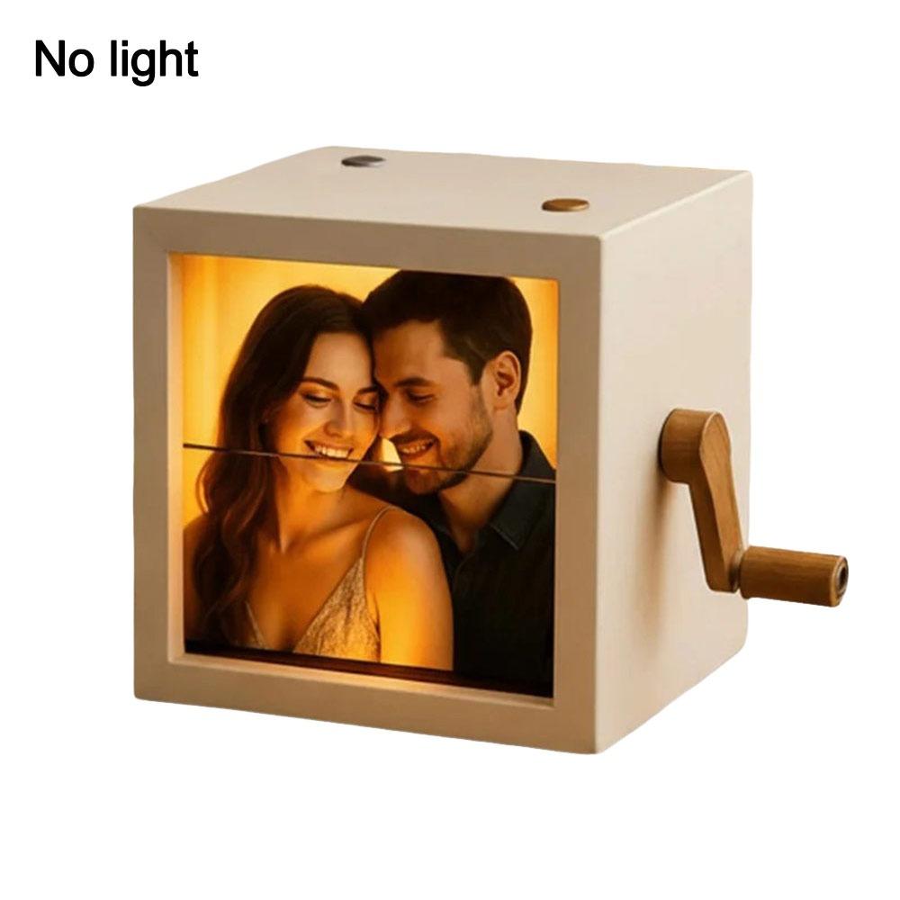 

Hand-cranked Flip Photo Box with Light Photo Flip Book Unique Photo Album Wedding White -no light