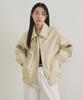 Lingseoul Over Fit Leather Blouson Jacket-Cream