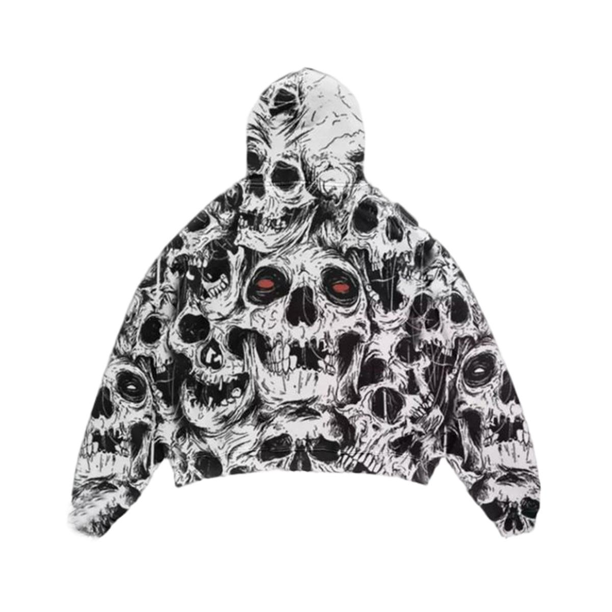 

Чоловіче худі оверсайз у вуличному стилі з принтом черепів, світшоти з довгим рукавом, Хараджуку, зима, американський, європейський, худі, пуловери Y2k M